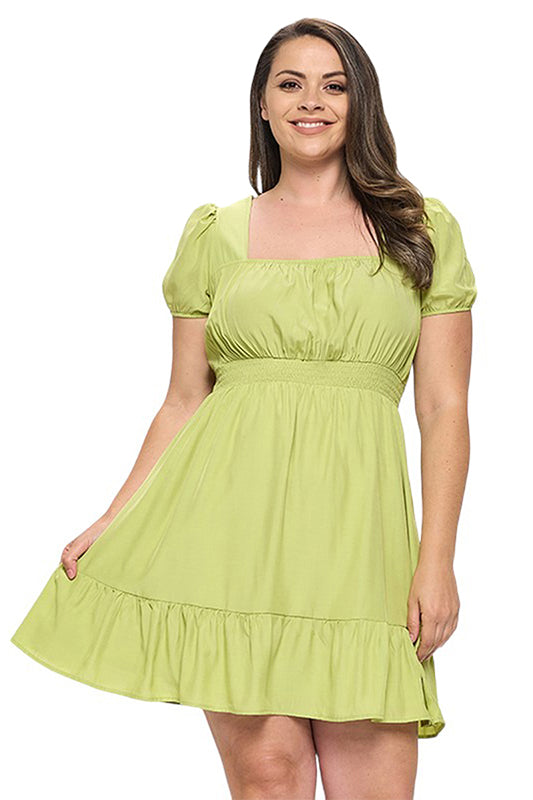 Square Neck A-Line Mini Dress Plus Size