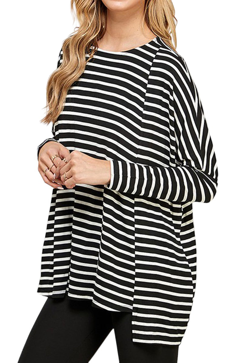 Stripe Dolman Long Sleeve Top