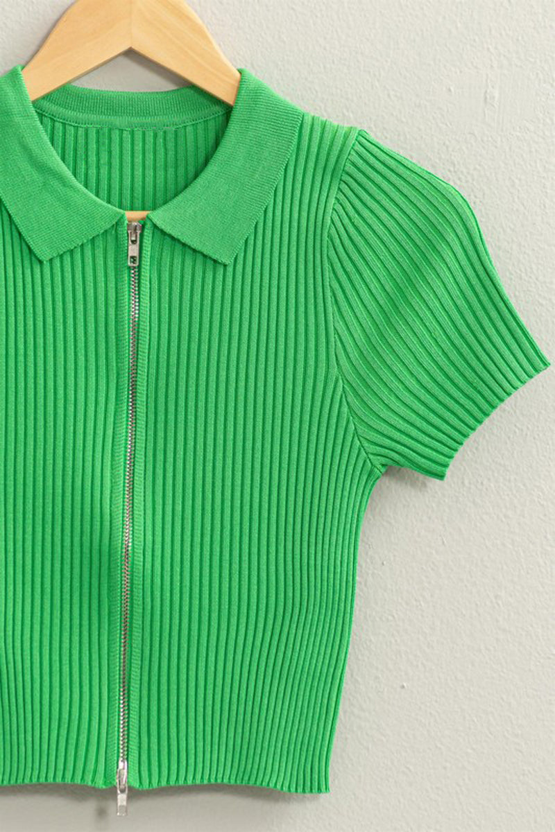 Two Way Zipper Crop Top
