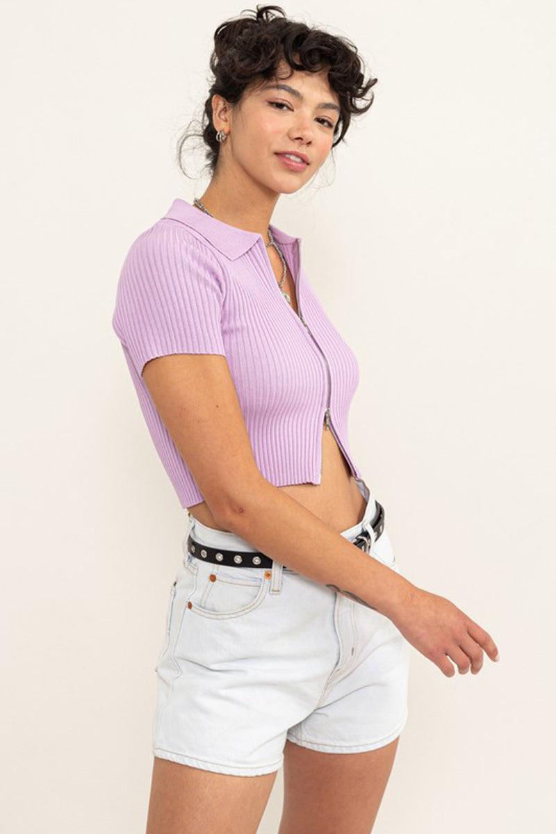 Two Way Zipper Crop Top