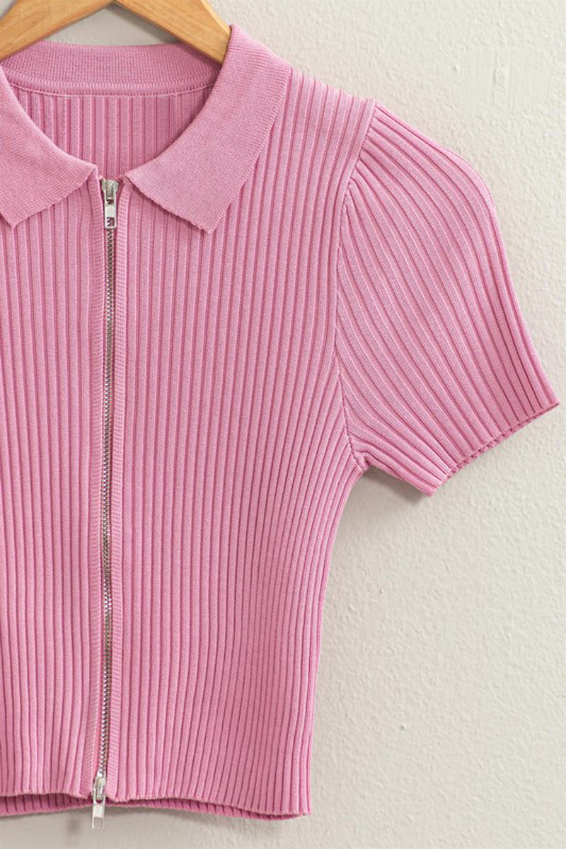 Two Way Zipper Crop Top