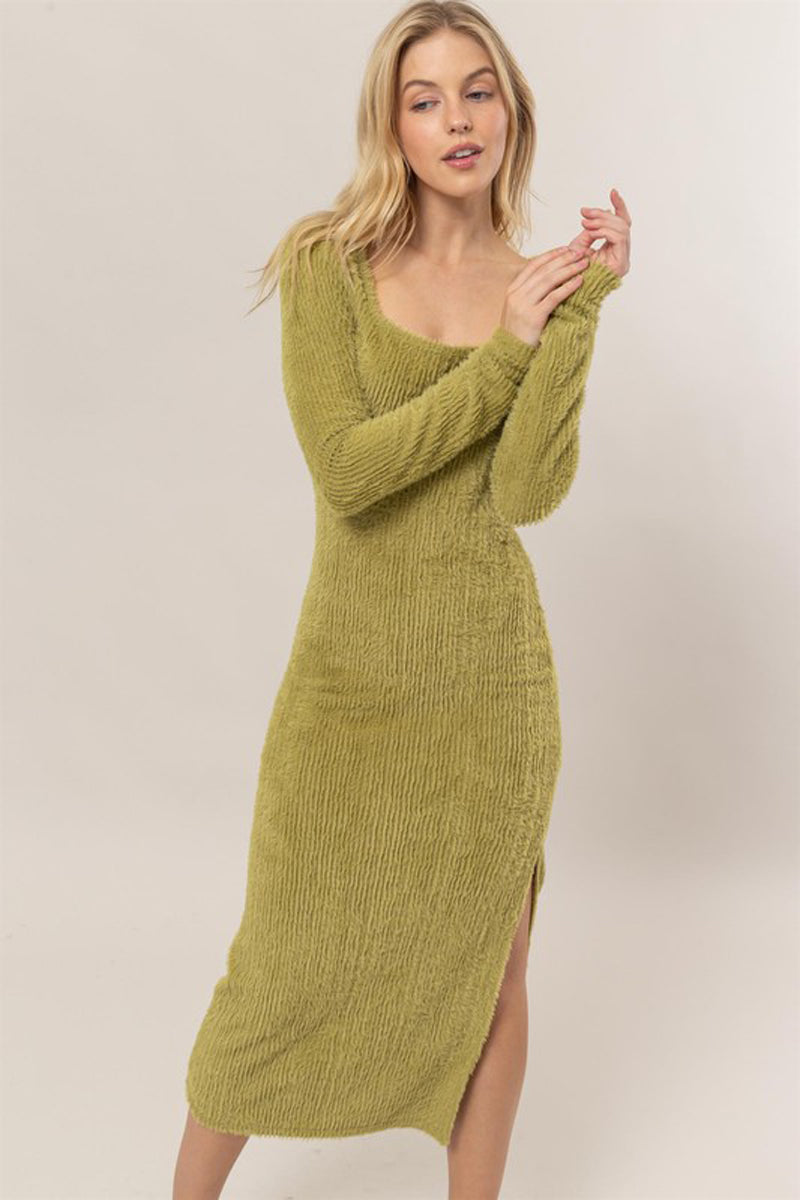 Fuzzy Knit Midi Dress