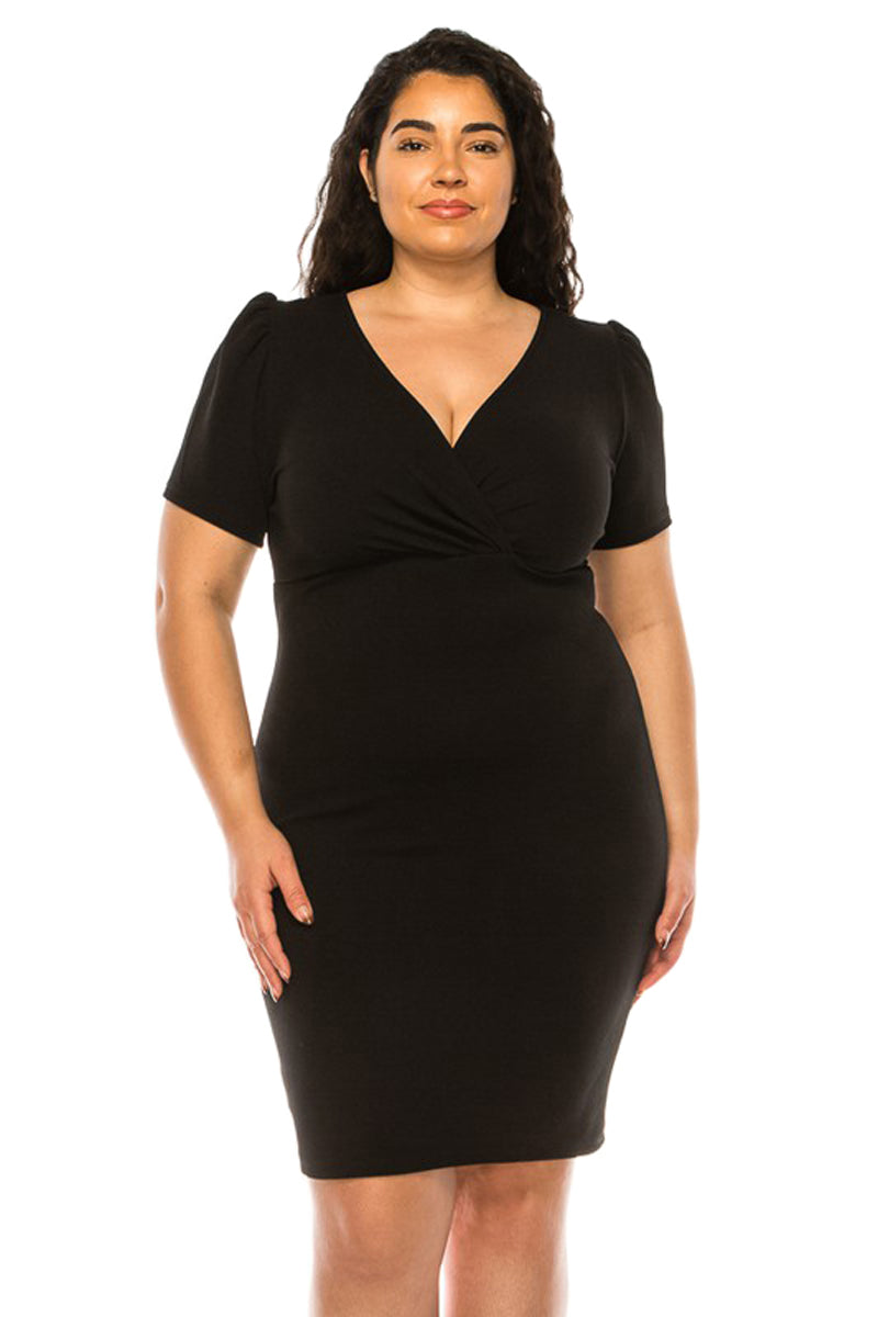 plus size bodycon wrap dress Nemidor Plus Size Dresses for Curvy Women Summer Casual Wrap Bodycon Midi Short Sleeve Pleated Dress 14-26(303,14,Army Green) at Amazon Women's Clothing store