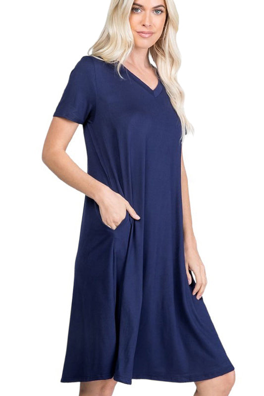 Short Sleeve V-Neck Dress