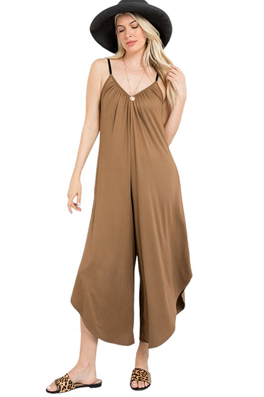 V-Neck High-Low Jumpsuit Plus Size