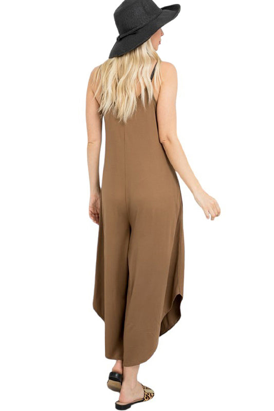 V-Neck High-Low Jumpsuit Plus Size