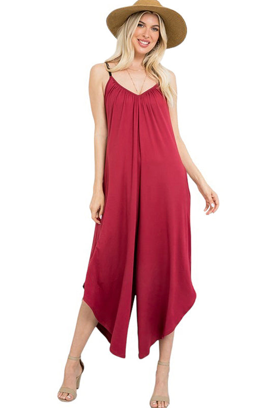 V-Neck High-Low Jumpsuit Plus Size
