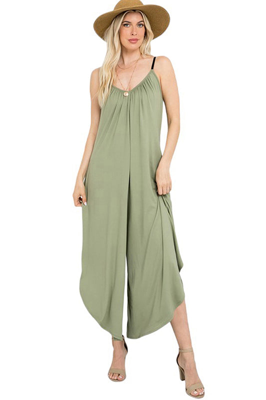V-Neck High-Low Jumpsuit Plus Size