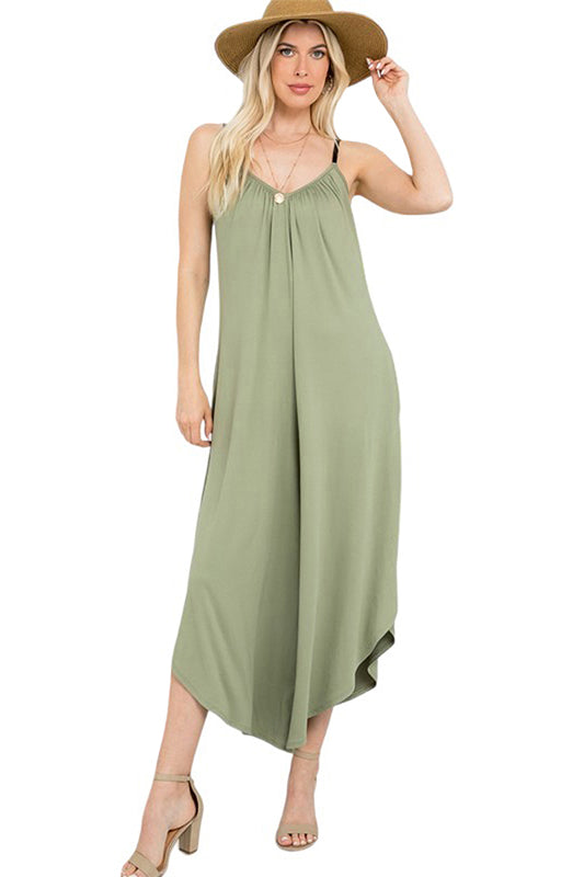 V-Neck High-Low Jumpsuit Plus Size