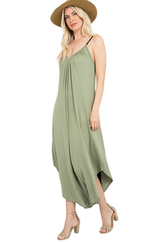V-Neck High-Low Jumpsuit Plus Size