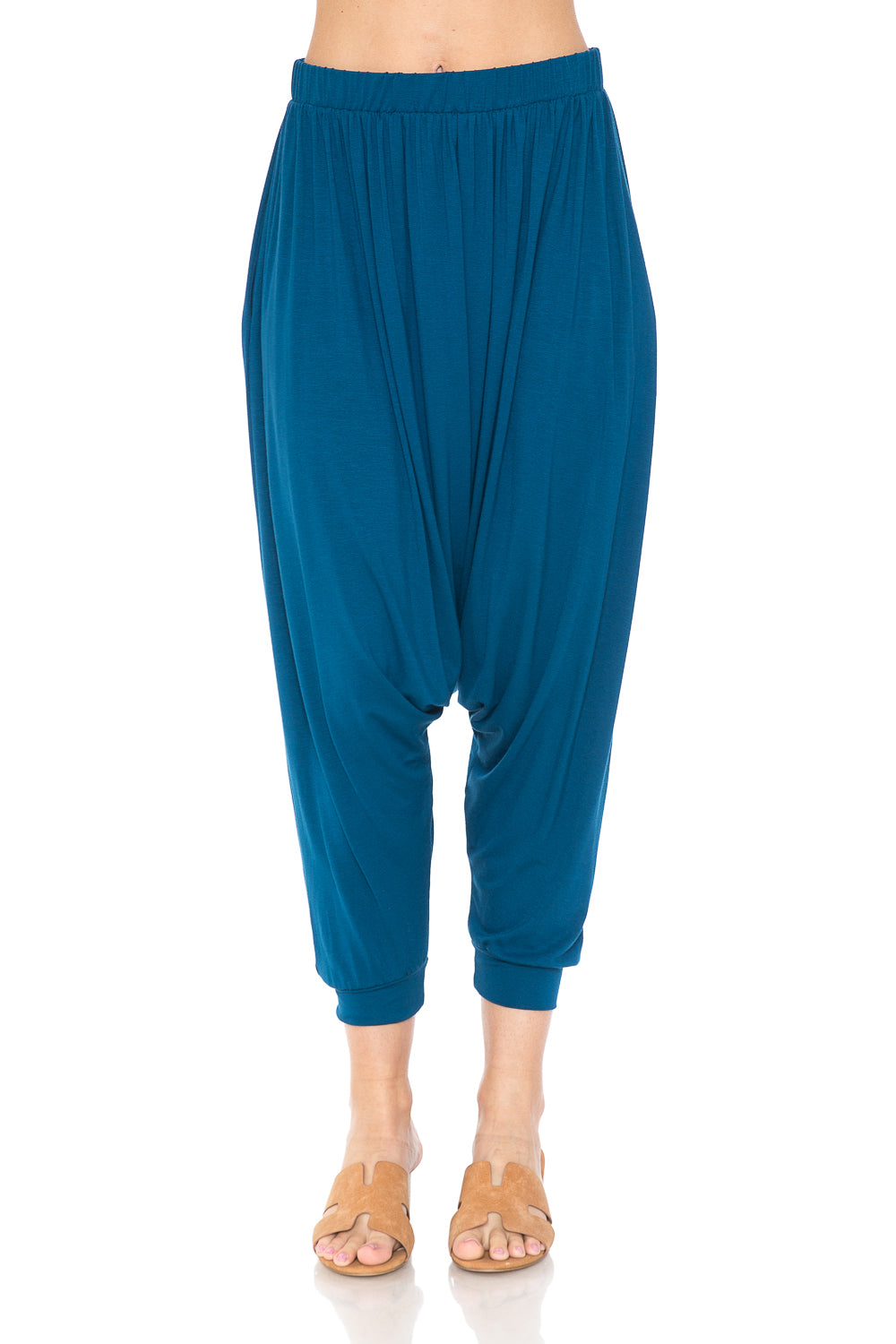 Harem Pants with Elastic Waist and Pockets