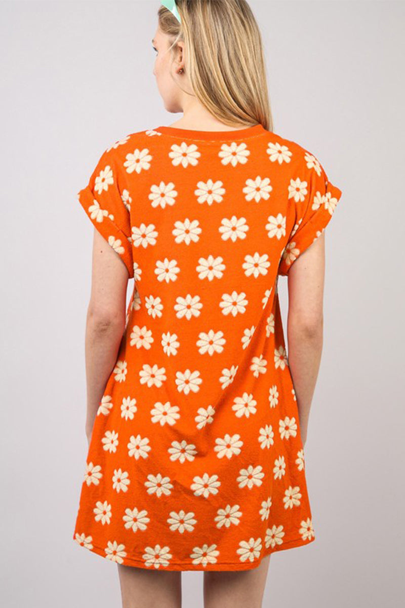 Floral French Terry Knit Mini Dress