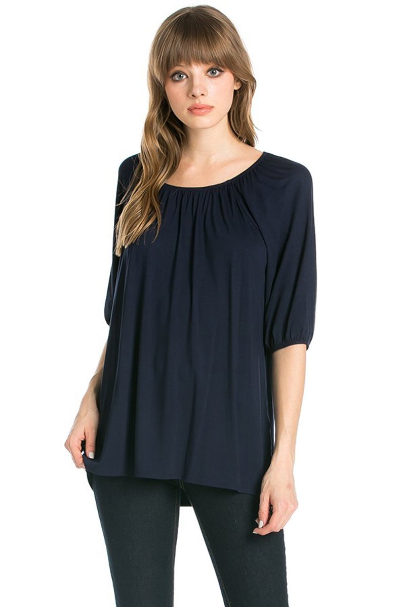 Elastic Neckline Tunic