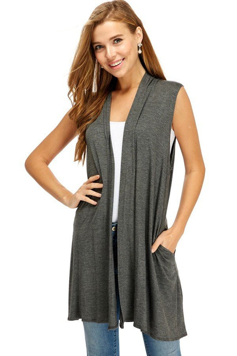 Long Vest with Side Pockets