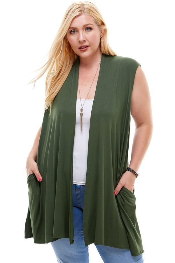 Sleeveless Cardigan Plus Size