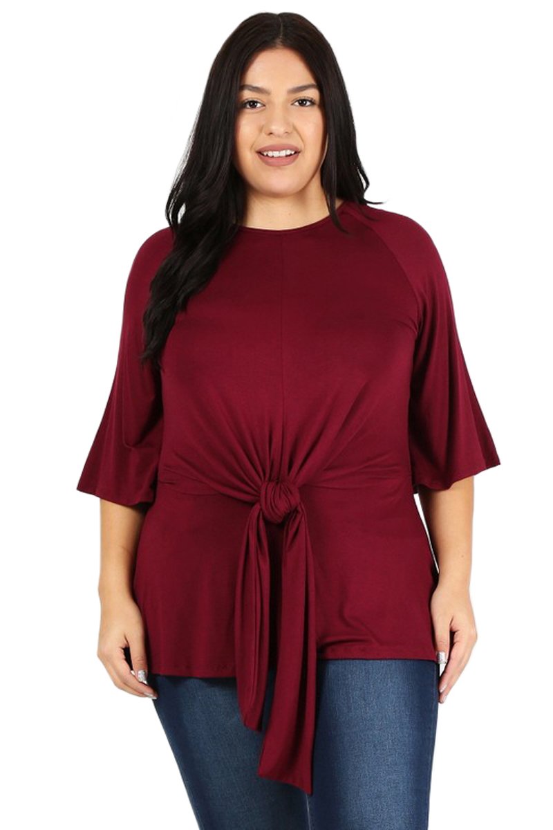 Waist Tie Top Plus Size