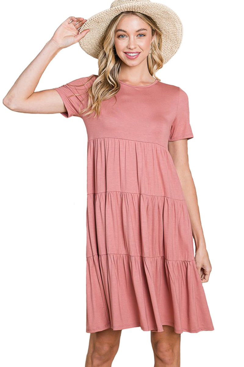 Tiered Short Sleeve Dress