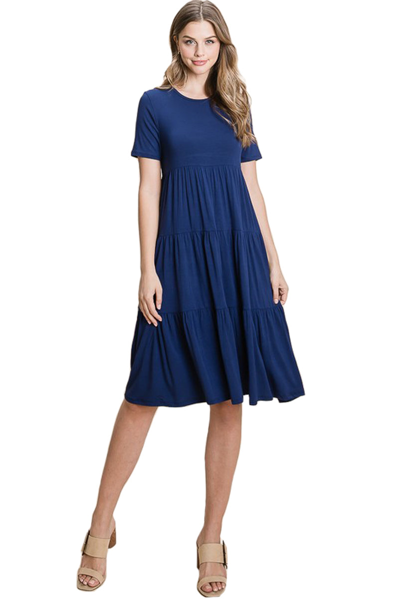 Tiered Short Sleeve Dress