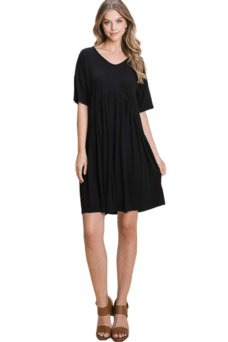 Loose Fit Dress with Gathering Detail Black / Medium Loose Fit Dress with Gathering Detail Black / Medium