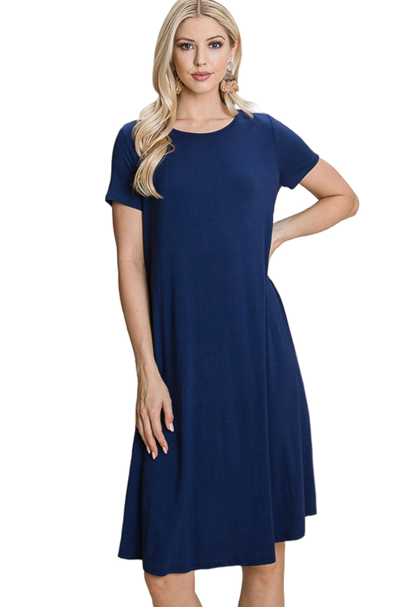 Solid Knee Length Dress