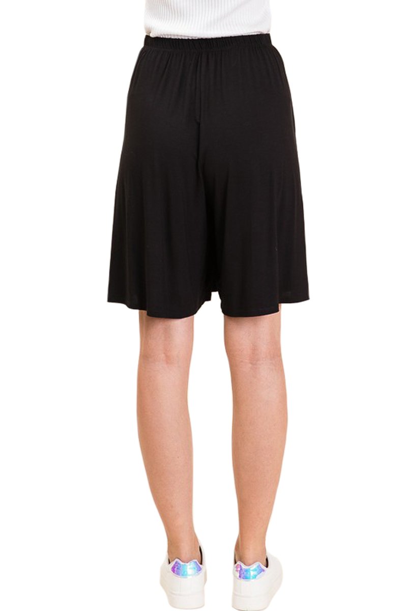 Elastic Waistband Shorts with Pockets Solid