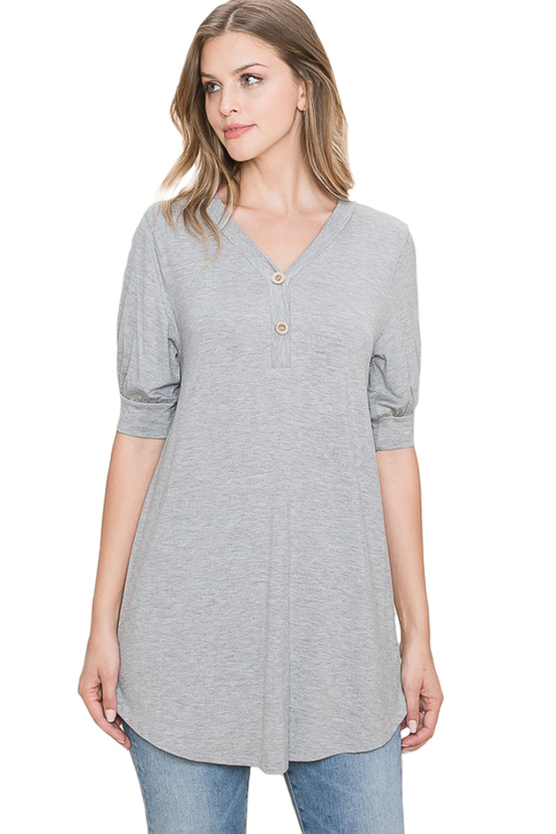 Faux Button Detail Tunic
