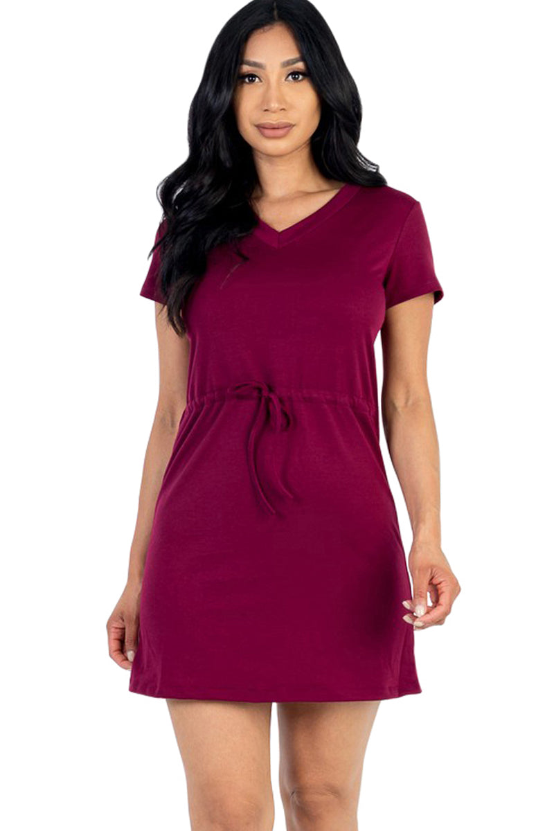 French Terry Midi Dress with Drawstring