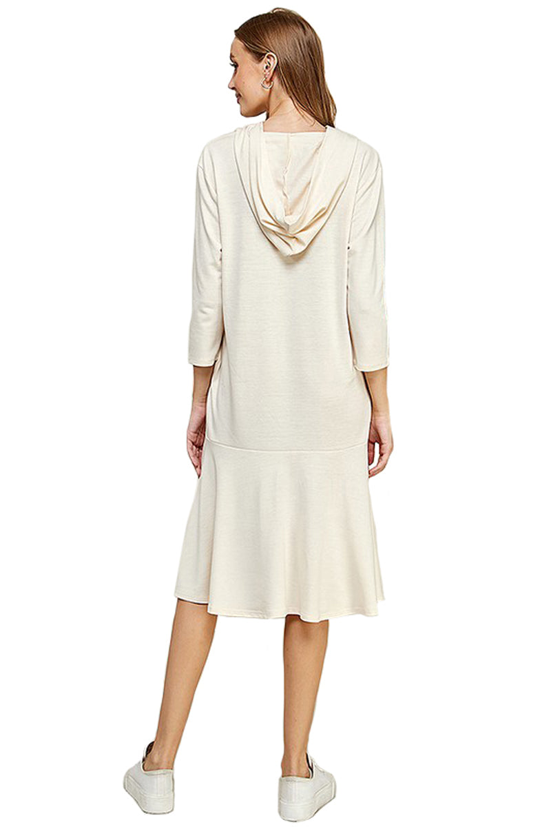 Hoodie Flare Ruffle Hem Midi Dress
