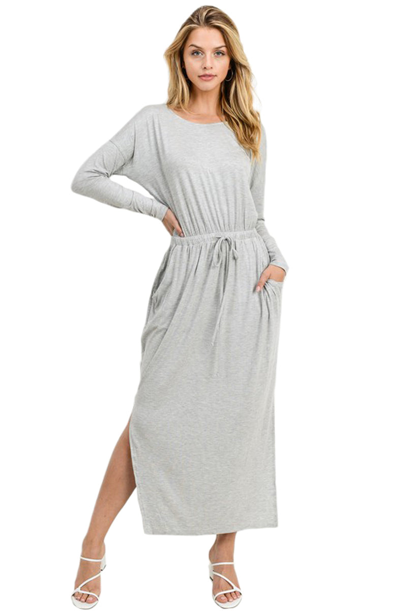 Drawstring Waist Midi Dress