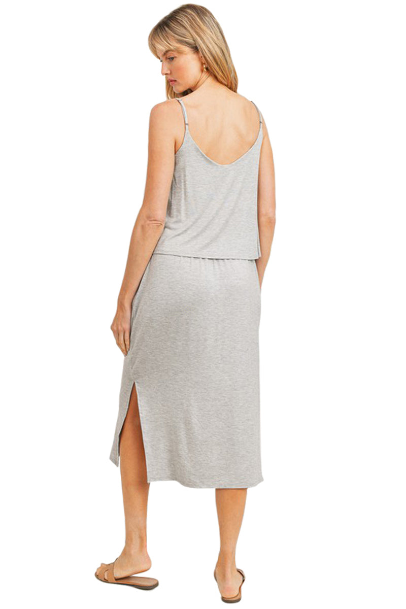 Spaghetti Straps Overlay Midi Dress