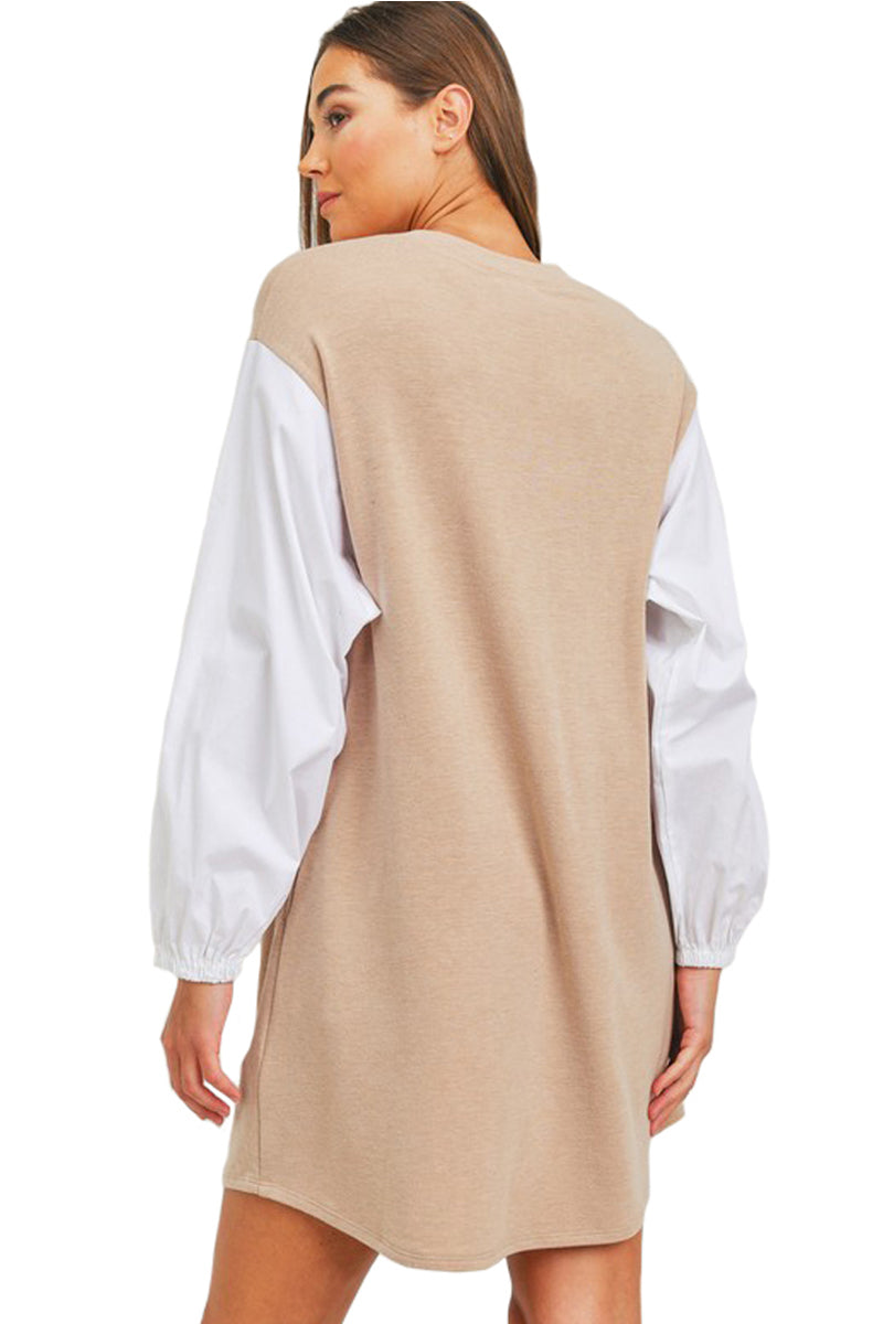 Balloon Sleeve French Terry Dress