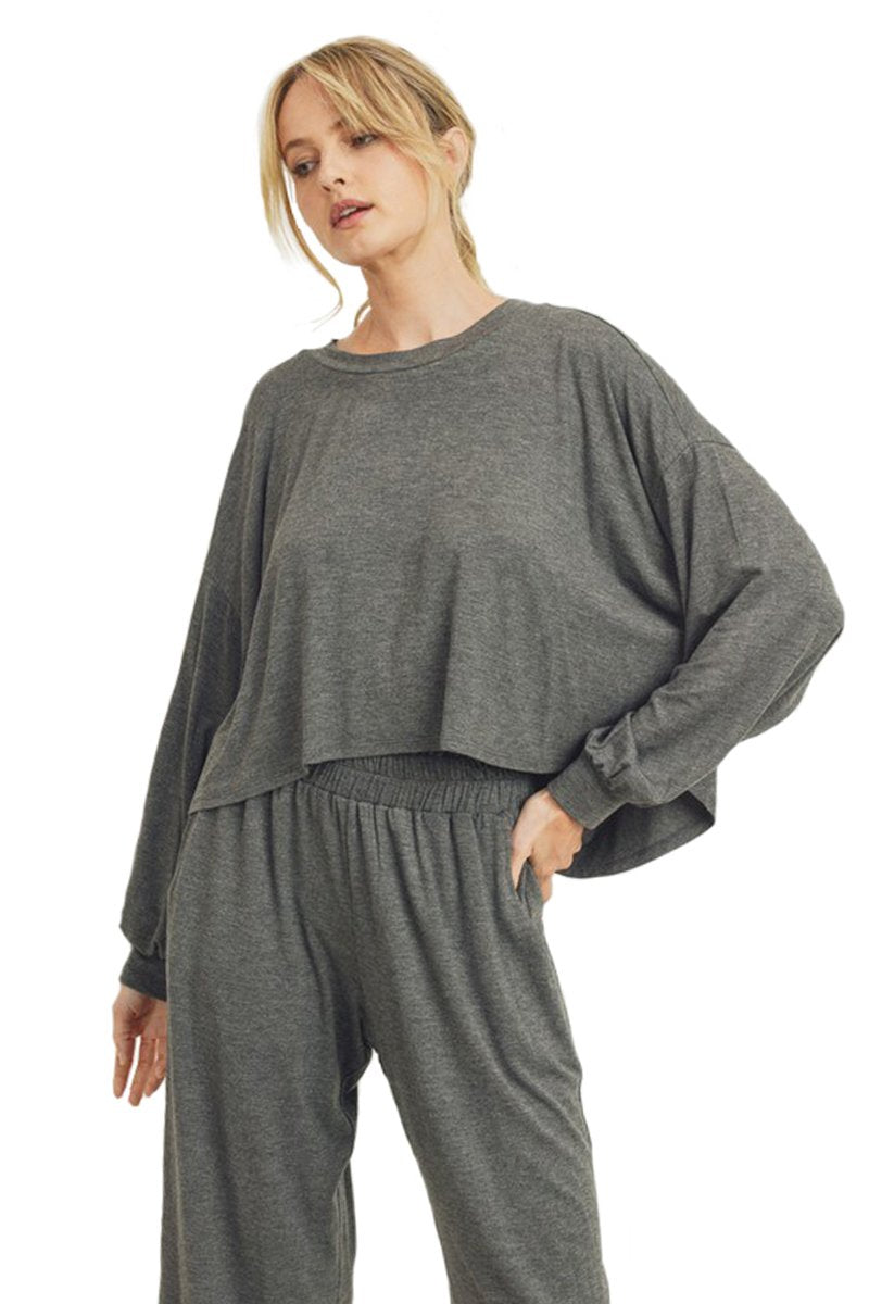 Balloon Sleeve Jersey Knit Top