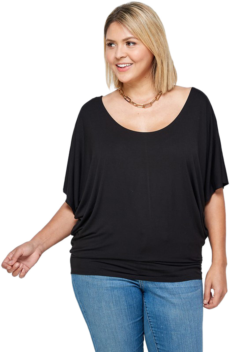 Draped Dolman Top Plus Size