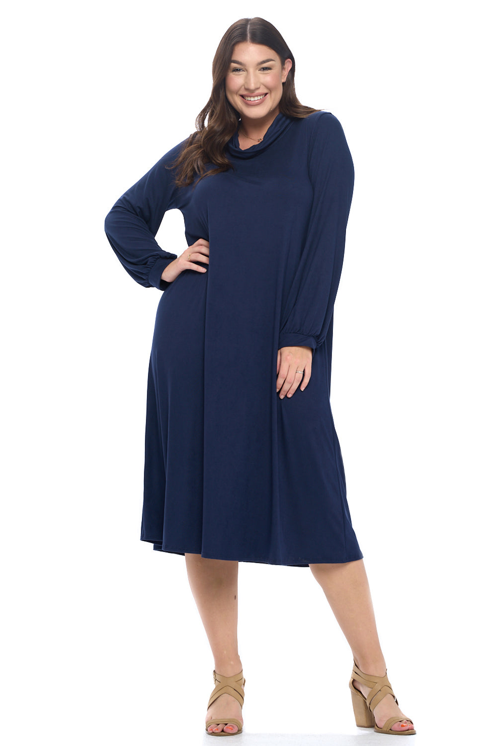 Cowl Neck Midi Dress Plus Size