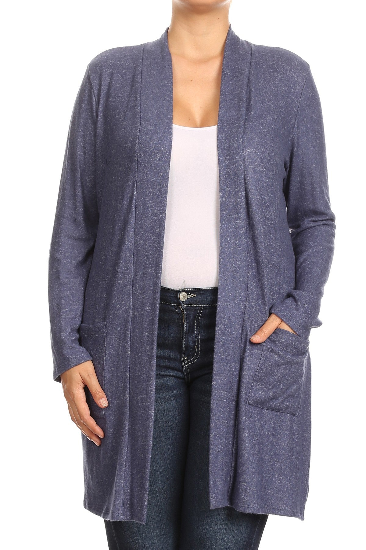 Hacci Open Front Cardigan Plus Size