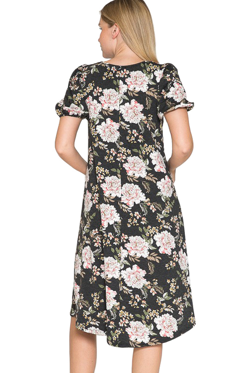 Front Cinch Floral Maternity Dress