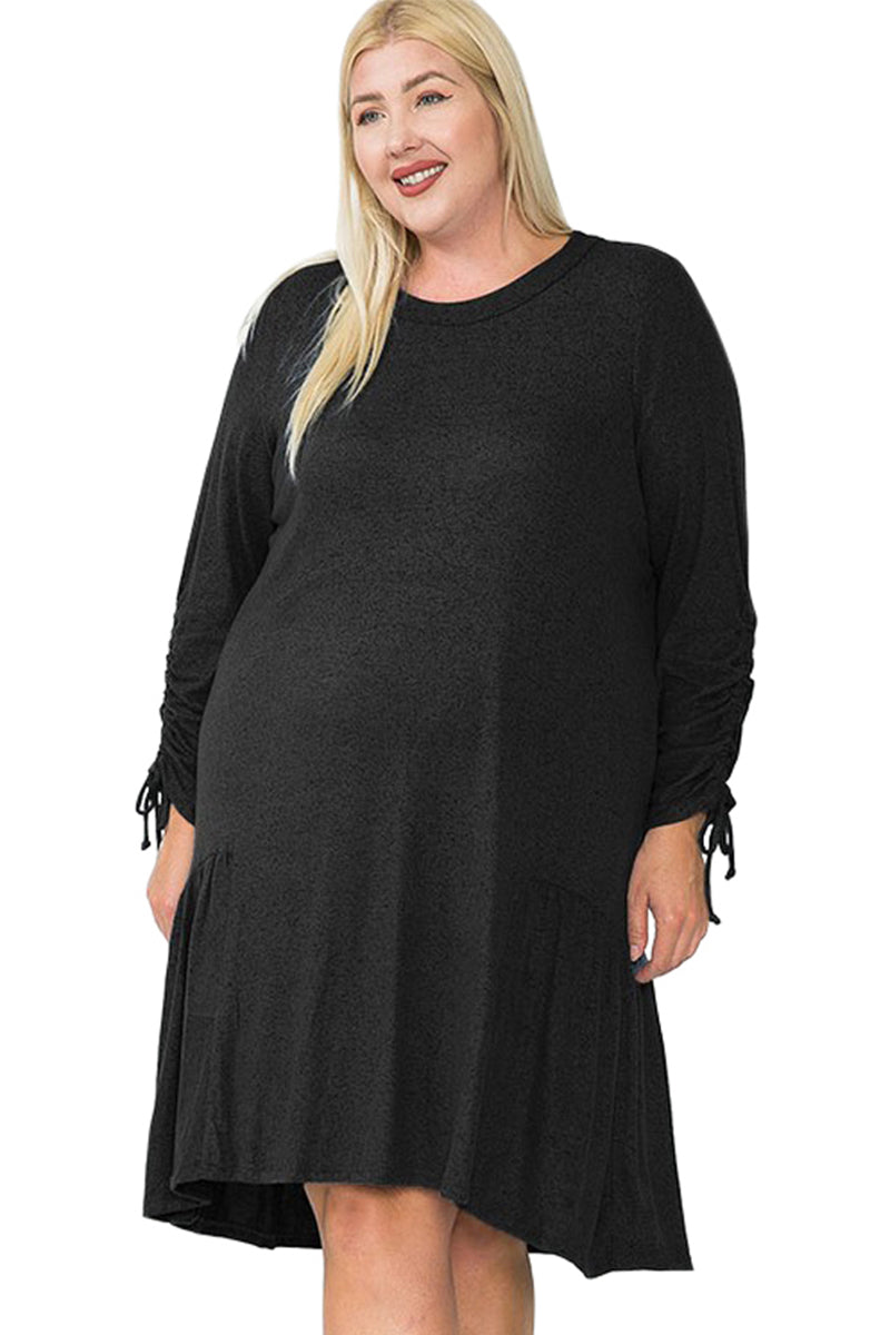Side Ruffle High-Low Dress Plus Size The Apparel Bar Side Ruffle High-Low Dress Plus Size The Apparel Bar