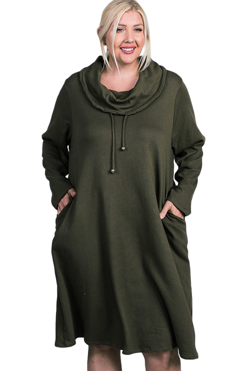 long sleeve turtleneck dress plus size Plus Size Turtleneck Mini Sweater Dress
