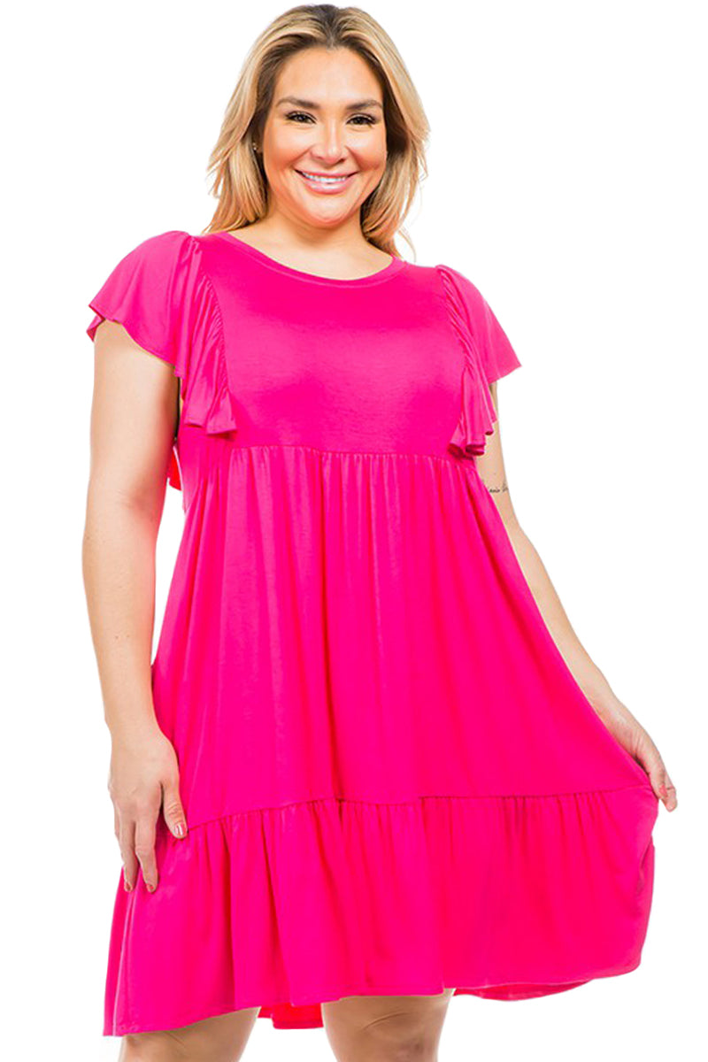 Flutter Sleeve Midi Dress Plus Size