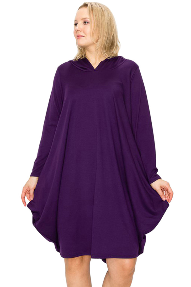 Side Drape Dress with Hoody Plus Size