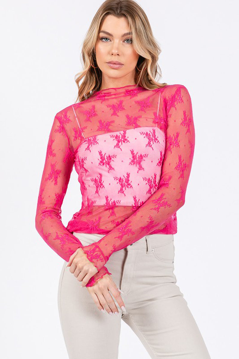Long Sleeve Floral Lace Top