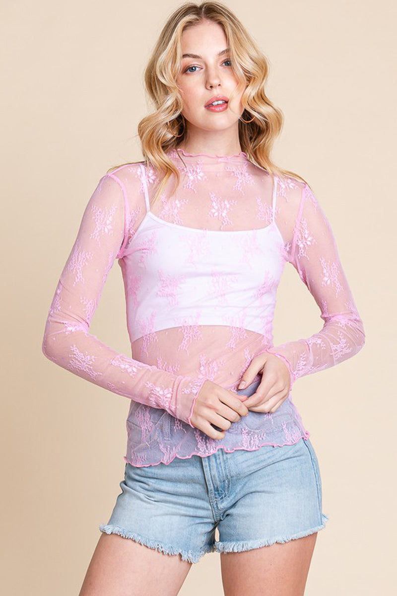 Long Sleeve Floral Lace Top