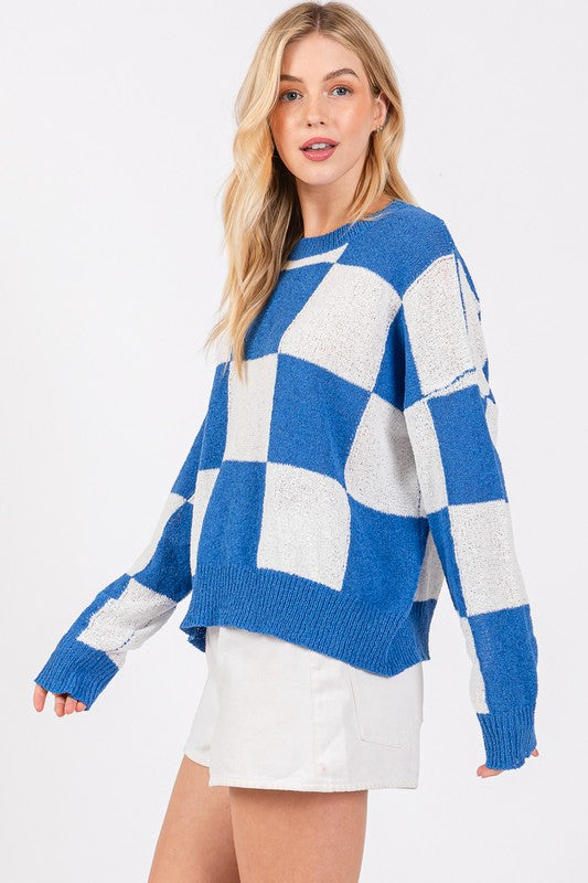 Checkered Sweater Top