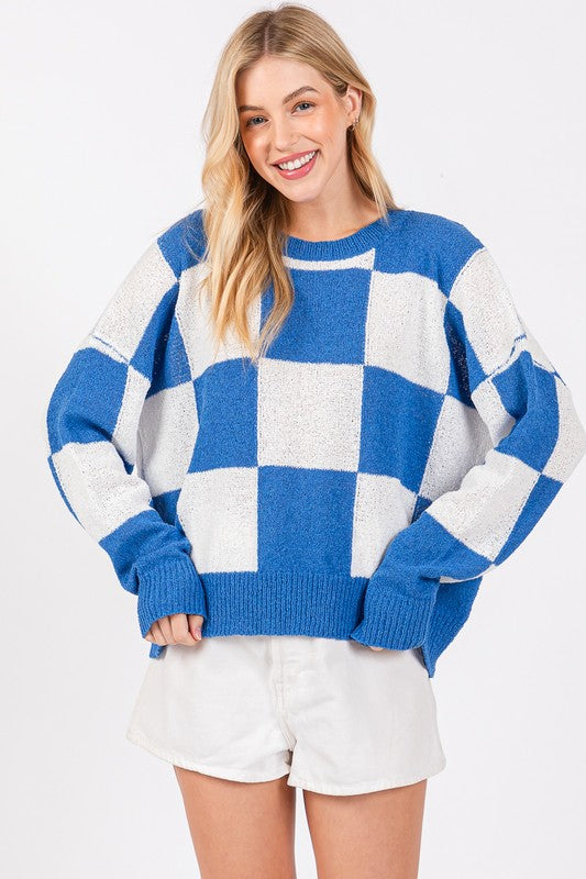 Checkered Sweater Top
