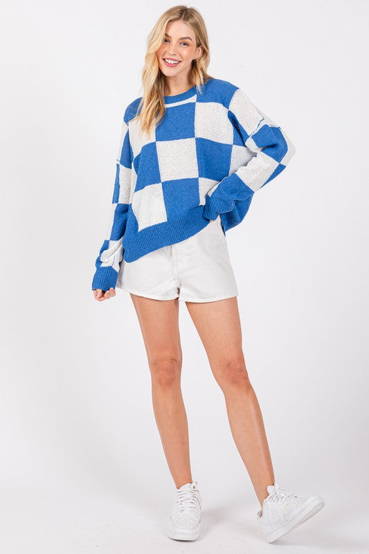 Checkered Sweater Top