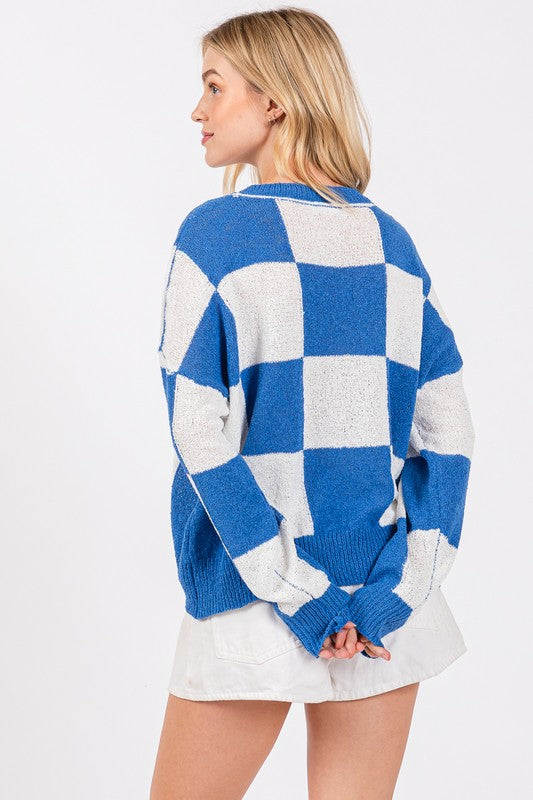 Checkered Sweater Top