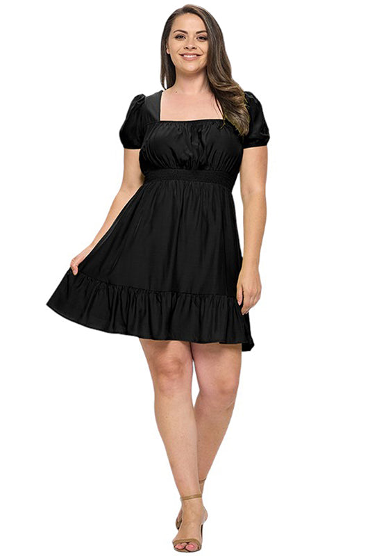 Square Neck A-Line Mini Dress Plus Size