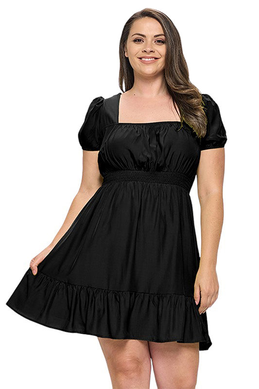 Square Neck A-Line Mini Dress Plus Size