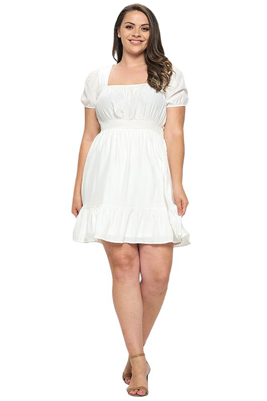 Square Neck A-Line Mini Dress Plus Size