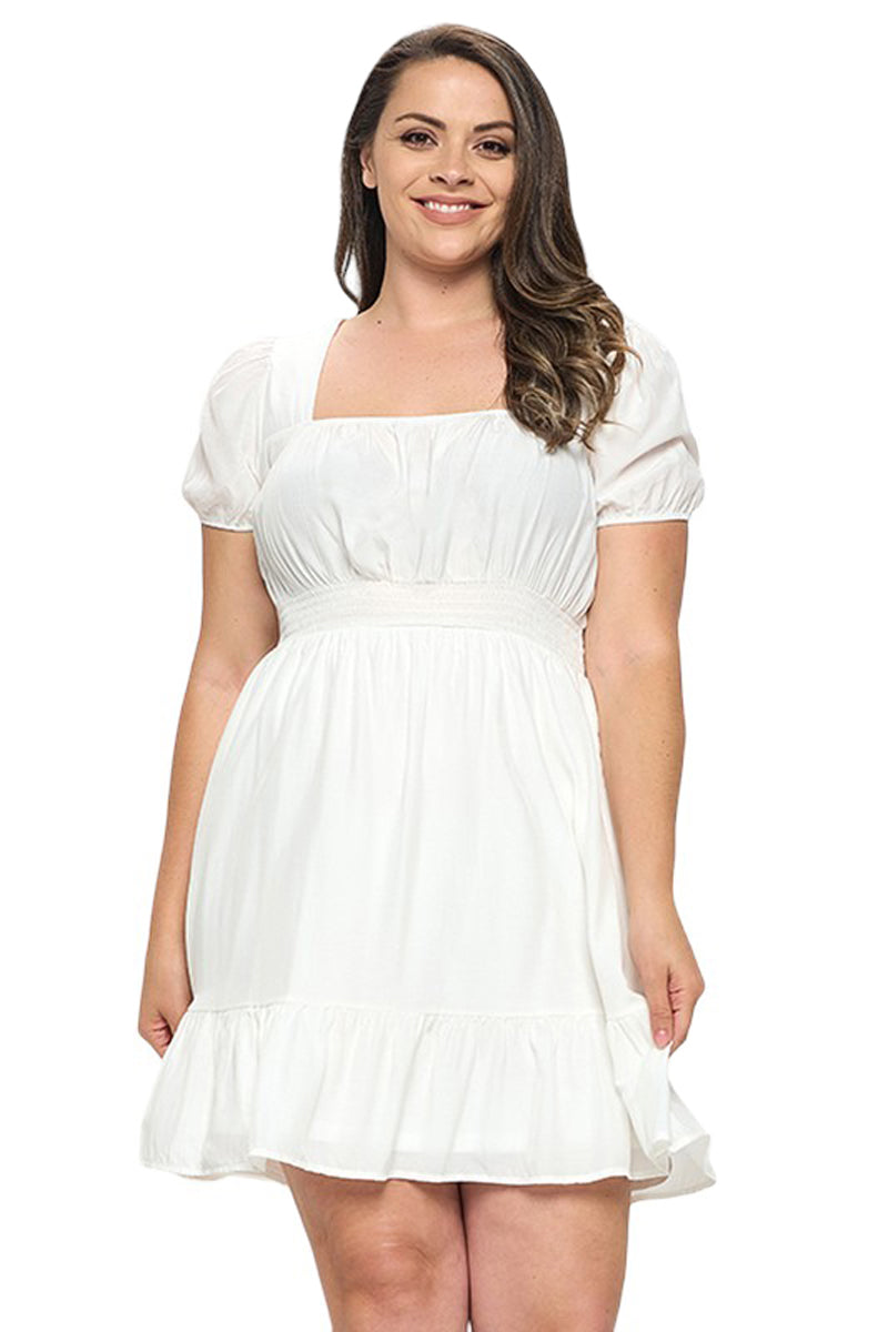 Square Neck A-Line Mini Dress Plus Size